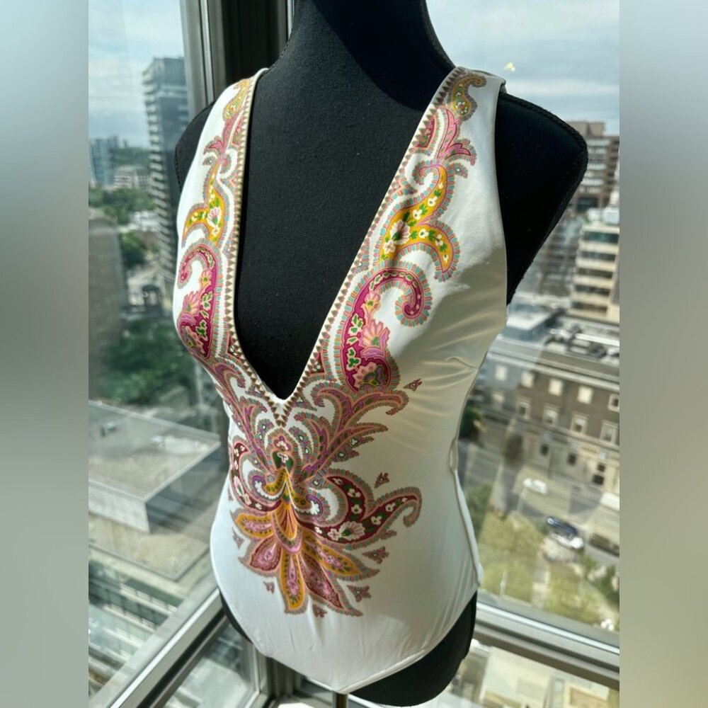 🆕 ZIMMERMANN 🧿 NWOT Teddy Paisley Plunge Bathing Suit, Sz 3 - MISSING BELT - Picture 8 of 16